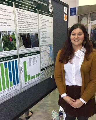 Picture of Christina Espada (M.P.H) during a poster session